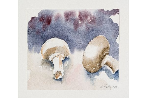 Mushrooms, watercolour on Fabriano Artistico, 5x5 in.